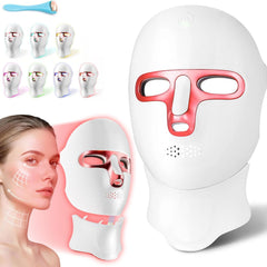 LED Face Mask Light Therapy for Face and Neck 270 + 90 LED Beads 7 Color Light Therapy Mask Red Light Therapy Face Mask for Skin Rejuvenation Anti-Aging Wrinkles Tightening Facial Skin Care Device