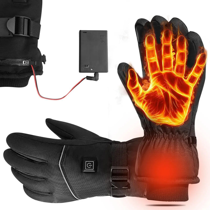 Heated Gloves,Battery Box Hand Warm Windproof Thermal Winter for Cycling Motorcycle Driving Skiing Outdoor Winter Sport (No Battery)