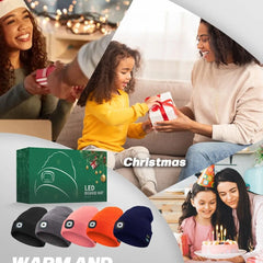 Bluetooth Beanie with LED Headlight and Removable Speaker, USB Rechargeable Warm Hat LED Hat for Music and Calling, Sport,Outdoor,Unisex Birthday Gift