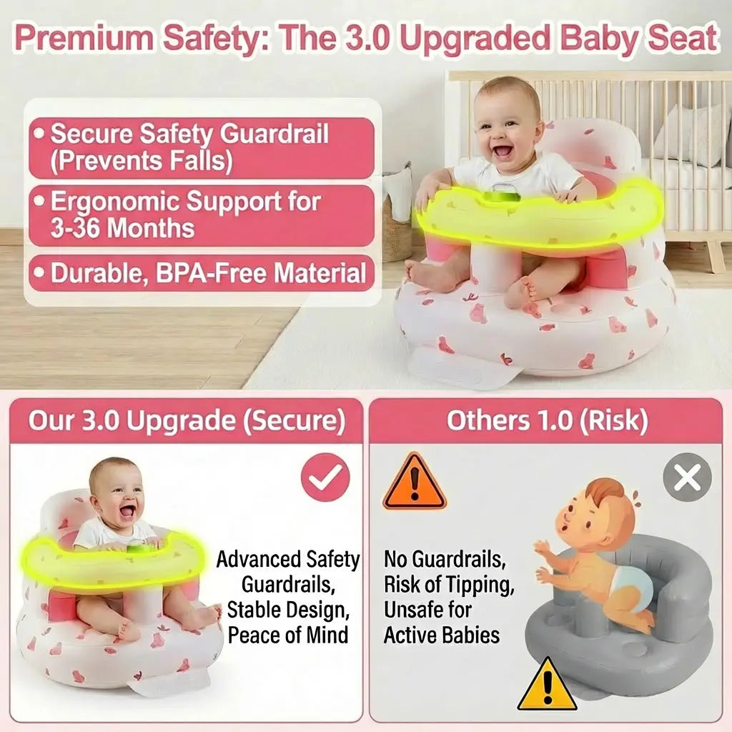 Babychair Inflatable Infant Support Seat for Sitting & Learning to Sit – Safe Full Support Design for 3–36 Month Babies,Inflatable Bab,Inflatable Baby Seaty Seat