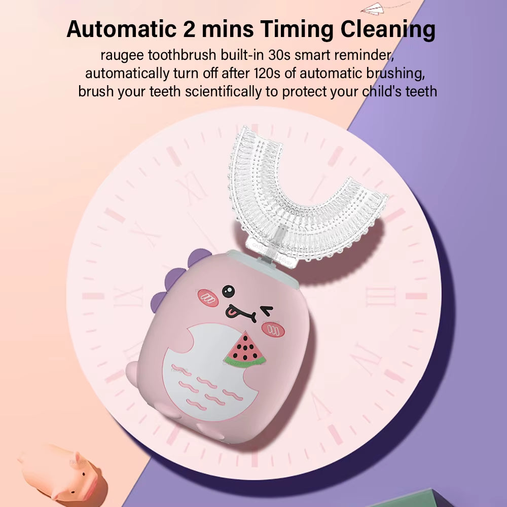 Electric Toothbrush for Children U Shaped Electric Child Toothbrush USB Rechargeable Cartoon Kids Children'S Electric Toothbrush