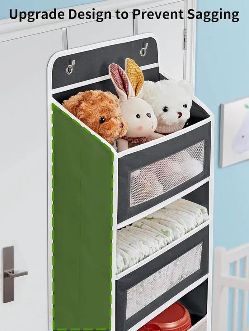 Over Door Hanging Organizer Storage, 5-Tier Closet & Pantry Organizer with 5 Deep Pockets, Heavy Duty Anti-Tilt Design, Holds up to 44 Lbs, No Drill Install for Bedroom, Bathroom, Nursery, Dorm & Small Space