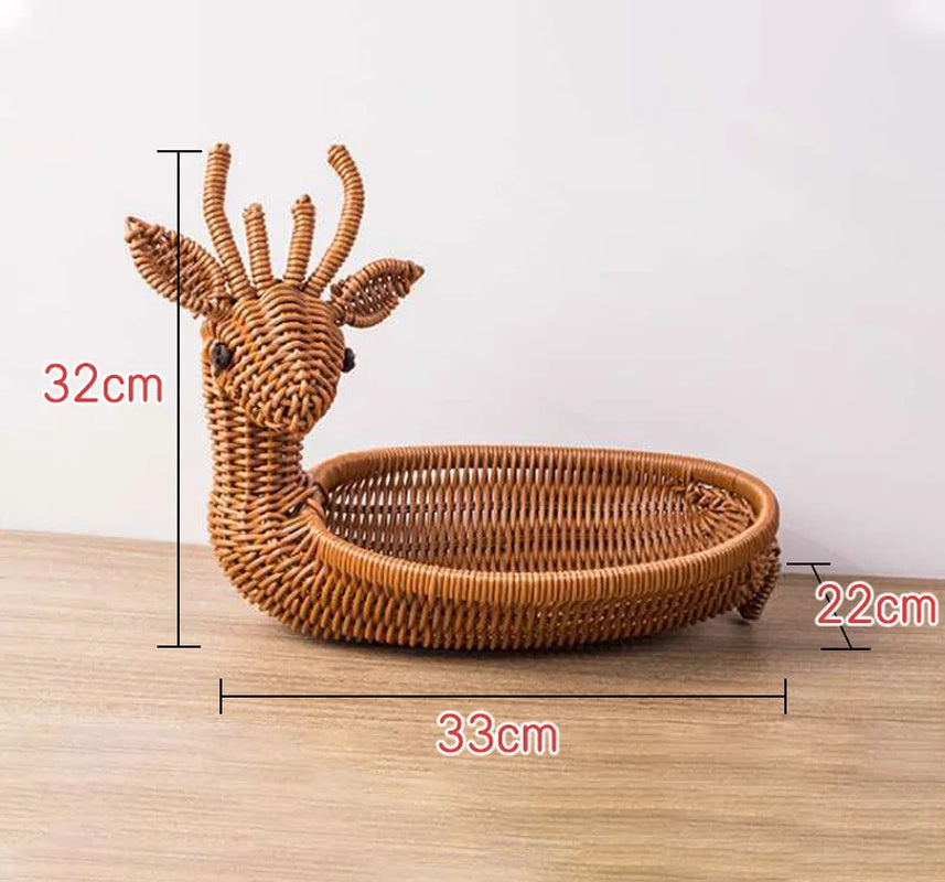 Simulated Animal Imitation Rattan Woven Storage Basket Household Storage Decoration Decoration Fruit Toy Basket Handmade Crafts