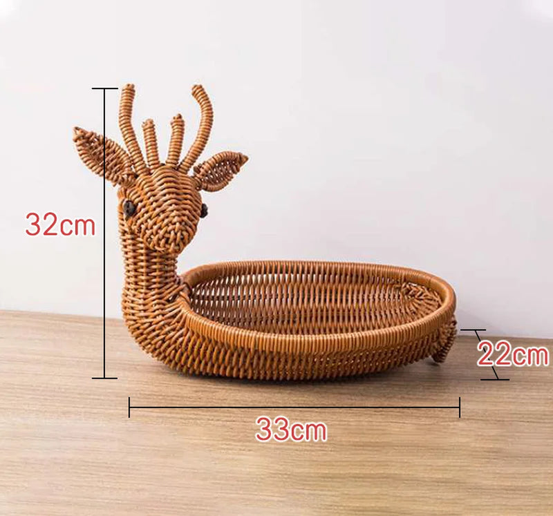Simulated Animal Imitation Rattan Woven Storage Basket Household Storage Decoration Decoration Fruit Toy Basket Handmade Crafts