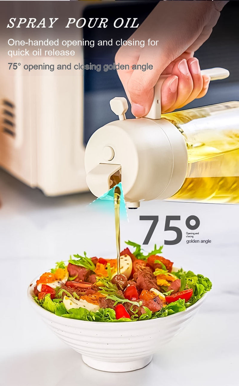 470ML Olive Oil Sprayer Dispenser for Cooking BBQ 2 in 1 Glass Oil Vinegar Soy Sauce Spray Kitchen Oil Bottle for Air Fryer