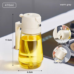 470ML Olive Oil Sprayer Dispenser for Cooking BBQ 2 in 1 Glass Oil Vinegar Soy Sauce Spray Kitchen Oil Bottle for Air Fryer