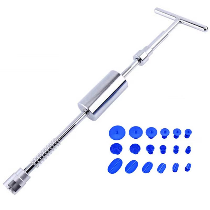 Car Dent Puller T Dent Repair Tool Auto Repair Sheet Metal Kit Slide Hammer Reverse Hammer Glue +18Pcs Glue Puller