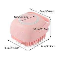 Dog Bathing Brush Pet Massage Brush Shampoo Dispenser Soft Silicone Brush Rubber Bristle for Dogs and Cats Shower Grooming Tool