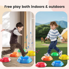 Light-Up Musical Stepping Stones for Kids, 5-Piece Set, Non-Slip Sensory Balance Stones for Toddlers, Indoor & Outdoor Play, Perfect for Ages 3+